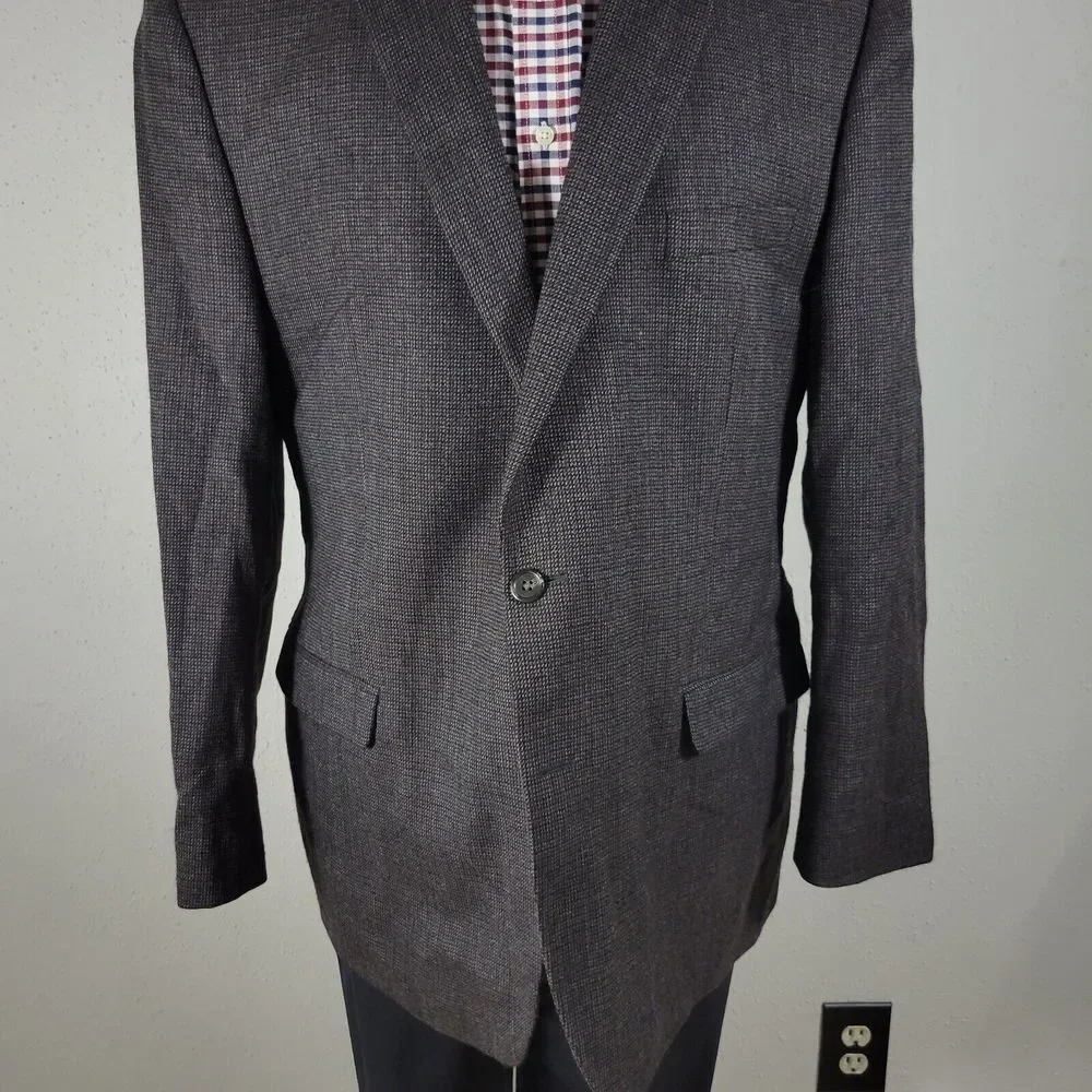 Chaps Men's Tweed Sport‎ Coat Blazer Two Button Brown Wool Size 46L